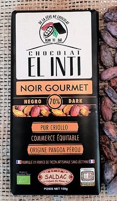 Chocolat noir 70 % de cacao, sans lécithine, bio (Tablette 100g)